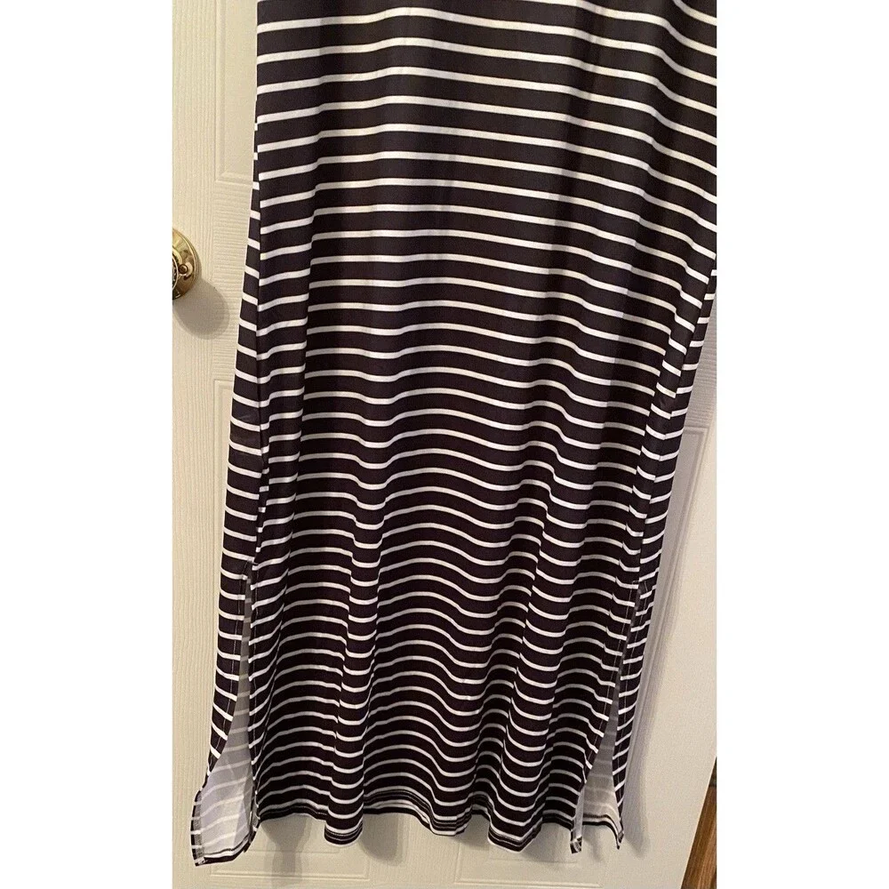 SHEIN Black White Striped Short Sleeve Midi Dress 2X New
